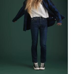 American Eagle 77 Straight Crop Jeans AE Premium Denim Low Rise Med Wash  4 Long